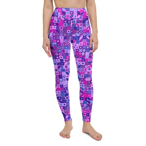 Mosaic Tile Leggings in Pink, Blue, and Plum
