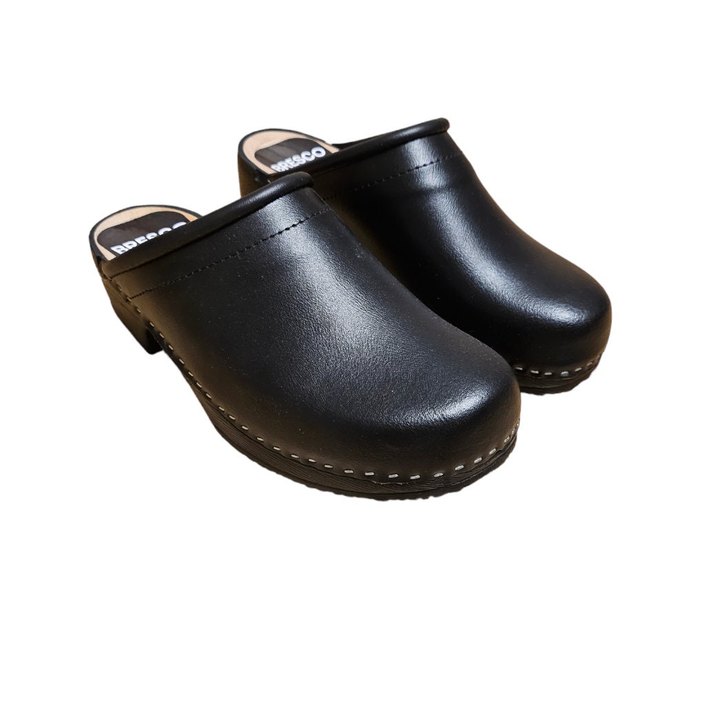 Black wooden clogs outlet