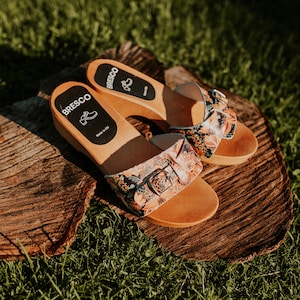 Handmade Leather Clogs: Open Toe Alder Wood Sandals