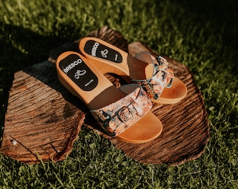 Handmade Leather Clogs: Open Toe Alder Wood Sandals