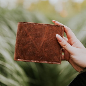 Herren Geldbörse, Cognac minimalistischen Stil Brieftasche, Kartenhalter, Geschenk für ihn, Trauzeuge Geschenk, Ehemann Geschenk, Geschenk für ihn, Münztasche, handgemacht
