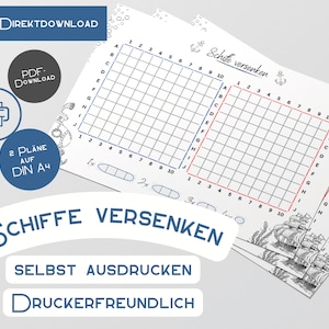 Spiel zum Ausdrucken Schiffe versenken Pärchenabend Spieleabend Download Geschenk PDF Jahrestag Gesellschaftsspiel Partyspiel Familienspiel