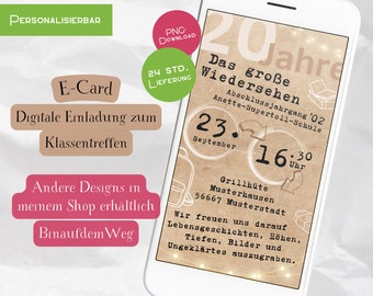 Klassentreffen Einladung digital Das große Wiedersehen personalisiert Whatsapp Save the Date Jubiläum Einladungskarte Abschlussfeier Schule