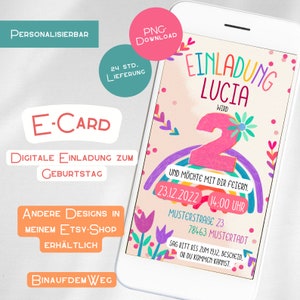 Invito Compleanno Neonato Invito Compleanno Bambino Digitale ECard Invito Carta WhatsApp per Scaricare Ragazza Primo Compleanno Rosa Colorato