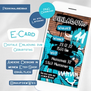 Convite de aniversário graffiti convite de aniversário adolescente criança cartão de convite digital ecard WhatsApp para download jovem adolescente