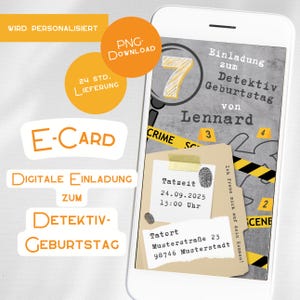 Invitation anniversaire enfant détective personnalisé numérique ECard fille garçon carte d'invitation WhatsApp invitation anniversaire chasse au trésor