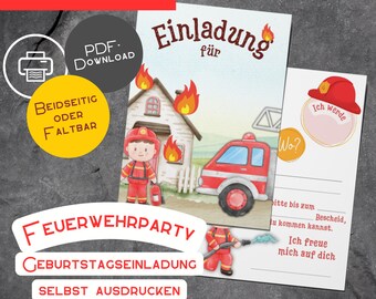 Firefighter Birthday Party Invitation - Printable Instant Print - Baby Birthday Invitation - Download Firefighter