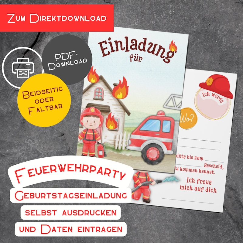 Einladung Kindergeburtstag Feuerwehr Ausdrucken Kostenlos