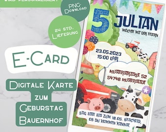 Invitation Children's Birthday Farm Baby Birthday Invitation Boy ECard Invitation Card WhatsApp Tractor First Birthday Colorful Mobile