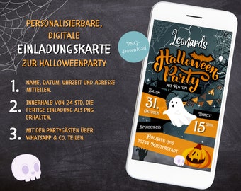Digital invitation Halloween party - WhatsApp - personalized - e-card - boy - girl - theme party invitation card ghost Halloween party