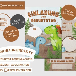 Zaproszenie Dino do wydruku plik do druku przyjęcie urodzinowe dla dzieci urodziny zaproszenie na urodziny pobierz dziewczynka chłopiec dinozaur T-Rex