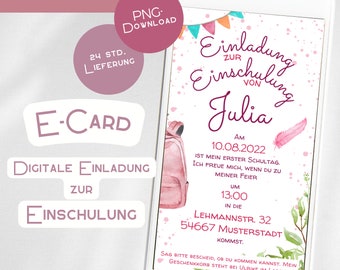 Invitation to school enrollment E-Card pink girl first day of school Whatsapp digital save the date card school cone pink school enrollment ceremony