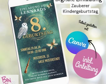 Invitation magic party personalized Whatsapp invitation card theme party Potter E-Card children&#39;s birthday wizard digital mobile phone