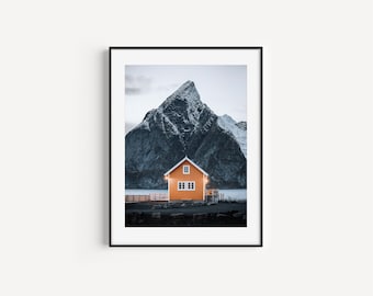 Norvège Imprimer | Affiche des Lofoten | Norvège Lofoten Imprimer | Impression du pic des Lofoten | Art mural Norvège