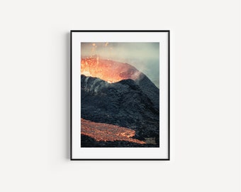 Impression d’éruption | Affiche du volcan | Islande Imprimer | Impression d’éruption | Art mural Islande