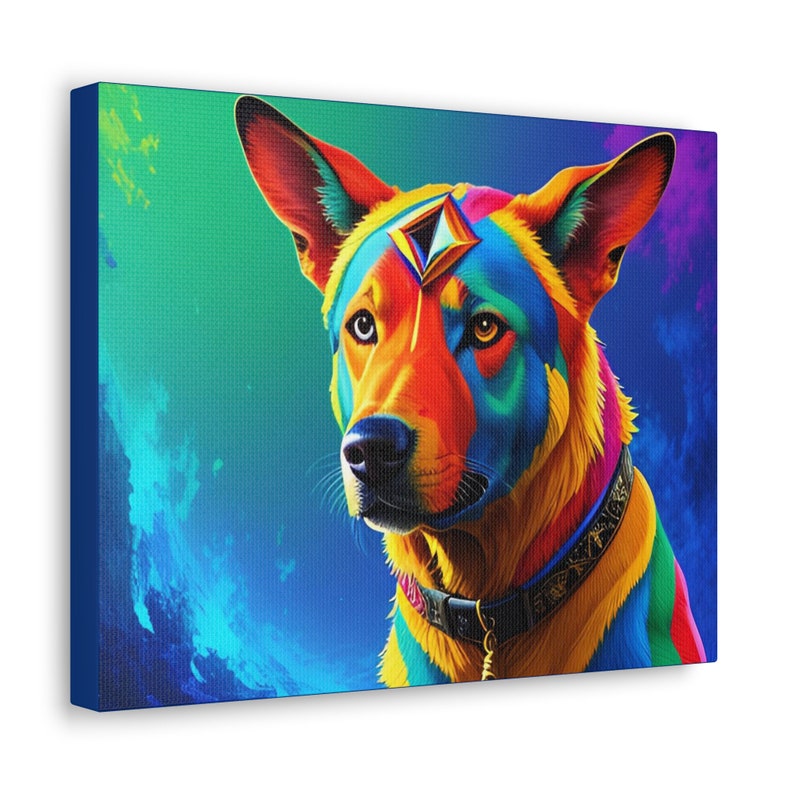 Colorful Dog Canvas Wall Art, Unique Dog Painting, Contemporary