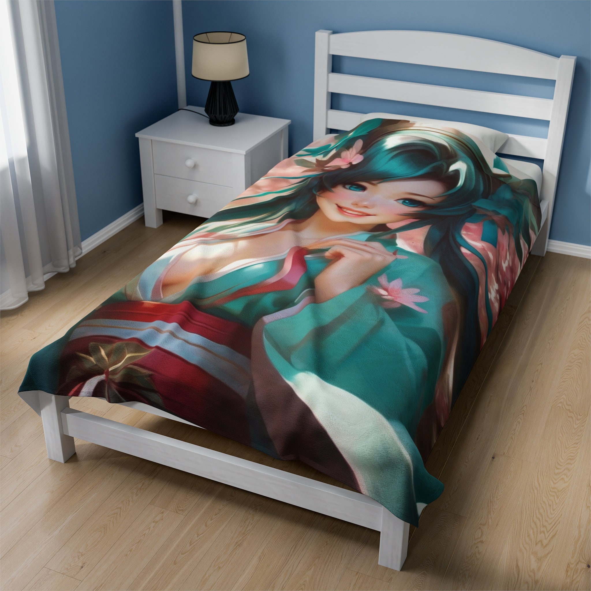 Hatsune Miku Blanket, Cosplay Anime Throw, Warm Fleece Bedding, Gift for Vocaloid Fans Etsy