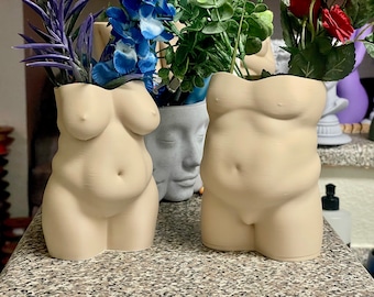 Body Positive Planter Set: 3D Printed Succulent Pots with Drainage