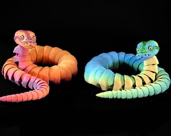 Python boule articulé : serpent Fidget imprimé en 3D, peint à la main