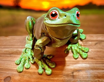 Hand-Painted Articulated Frog Fidget Toy: 3D Printed Flexi Frog