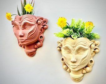 Wall Head Planter: 3D Printed Woman Face Flower Pot