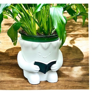 Marbook  Pot – 3D Printed Cute Planter | reading book Plant Pot | Indoor Garden Decor | Unique Gift for Plant Lovers | teacher gifts ideas