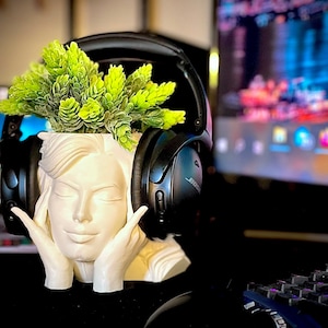 Face Flower Pot Head Planter, 3D Printed Flower Pot, Makeup holder , Girl Planter, Unique Plant Pot, pen holder