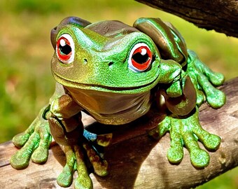 Grenouille Articulée Magnétique Imprimée 3D - Déco Aimant Frigo, Bureau, Figurine Animée Réaliste 10 Cm