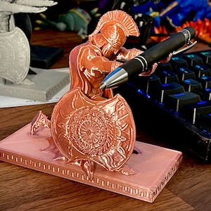 3D Printed Spartan Warrior Pen Holder: Antique Bronze Desk Decor Rose gold