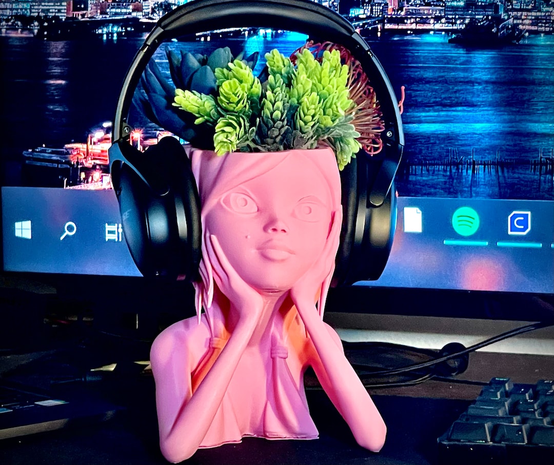 Girl Face Flower Pot Head Planter, 3D Printed Flower Pot, Makeup Holder