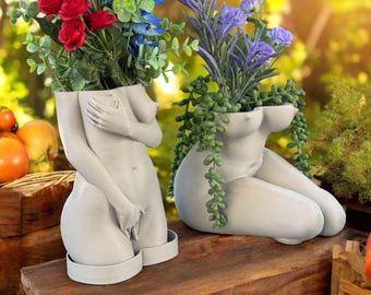 Unique Female Body Planter: 3D Printed Woman Pot, Artistic Home Decor