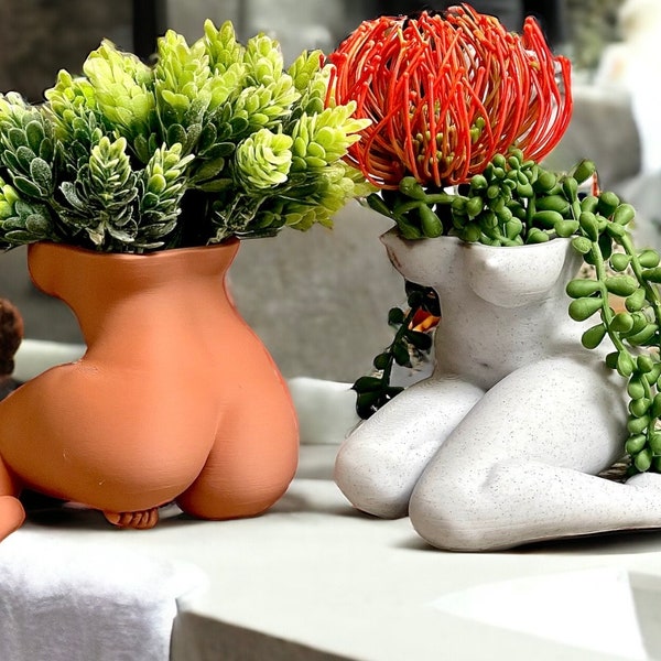Positive Body Planter, woman body  Plant Pot, Body female Vase,  Plant Lover Gift with drainage hole