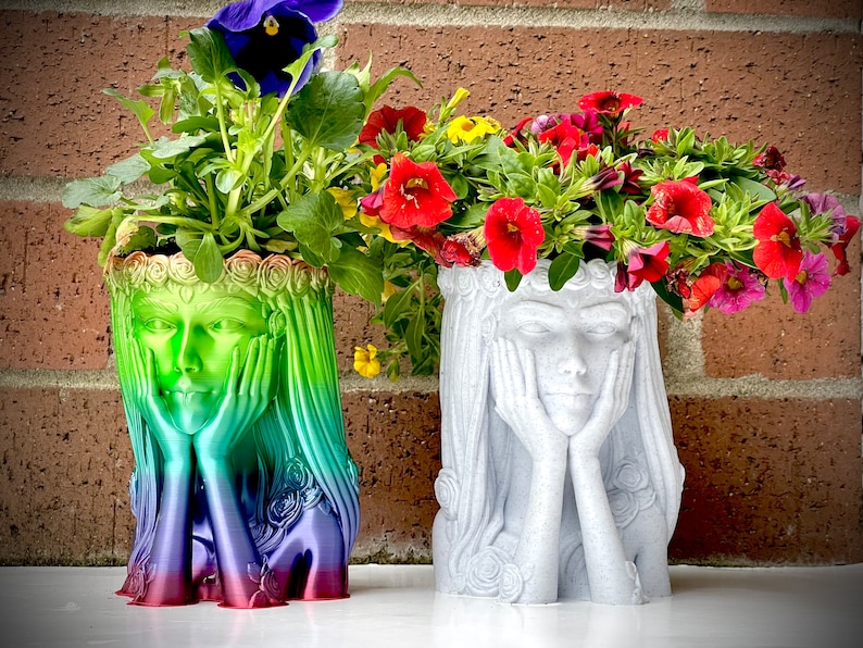 Woman Head Planter Flora Flower Pot Woman Succulent Etsy