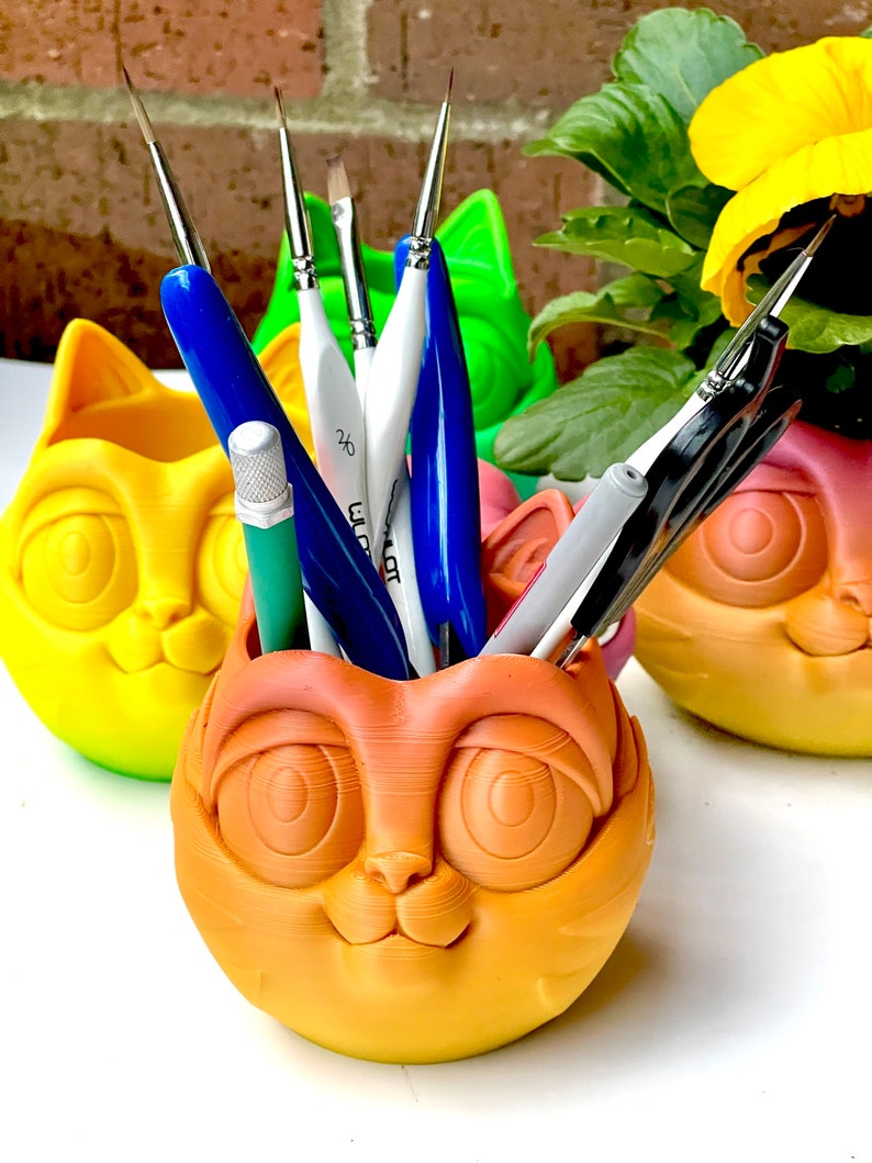 Cat Planter Pot/ Pen Holder Pot/ Flexi Cat Etsy