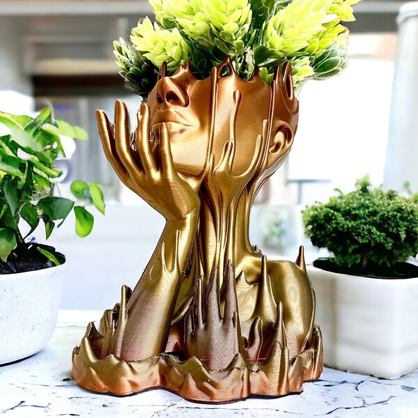 Woman Head Planter face Flower Pot Melted sculpture art girl succulent plant lover/with-drainage hole houseplants