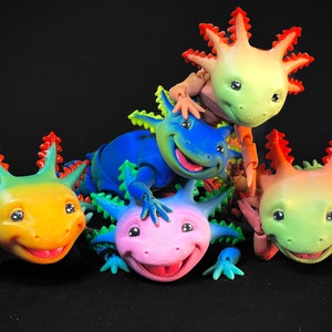 Axolotl articulé articulé imprimé en 3D : salamandre souriante sensorielle