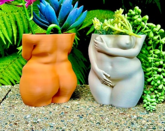 Body Positive Planter Set: 3D Printed Bioplastic, Inclusive Decor