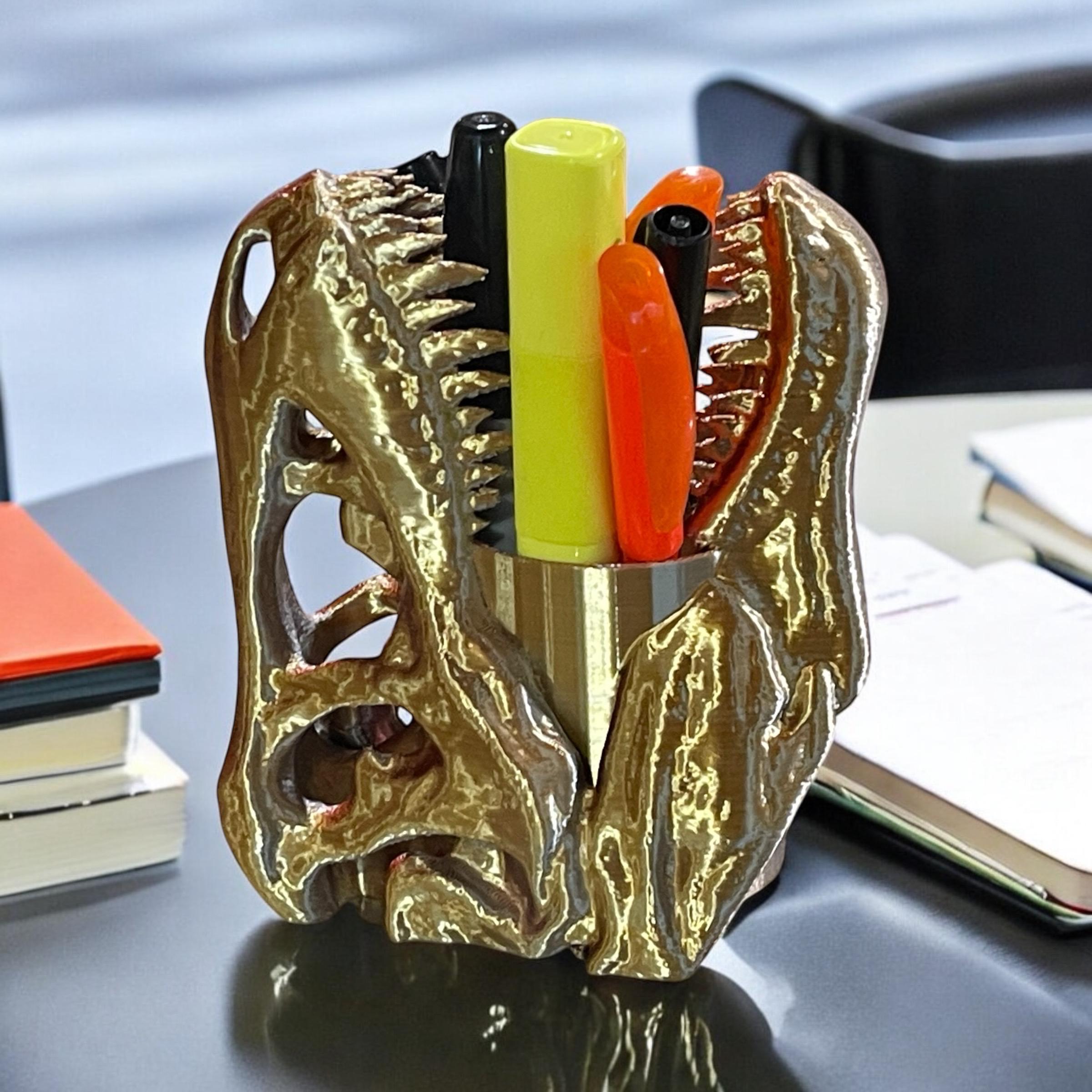 T-rex Skull Kitchen Utensil Holder – 3D Printed Dinosaur Organizer