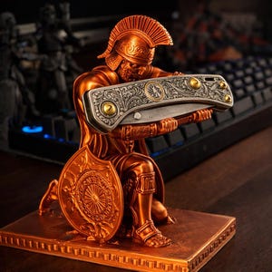 3D Printed Spartan Warrior Pen Holder: Antique Bronze Desk Decor image 9