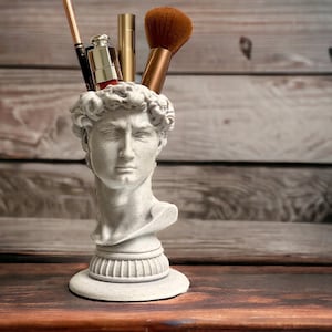 Busto de David, organizador de maquillaje, soporte para bolígrafos y pinceles, organizador de escritorio, florero, macetas, Día de la Madre