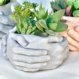 3D Printed Hands Plant Pot: Whimsical Home Decor with Drainage