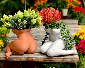 Female Body Planter: 3D Printed Woman Vase with Drainage