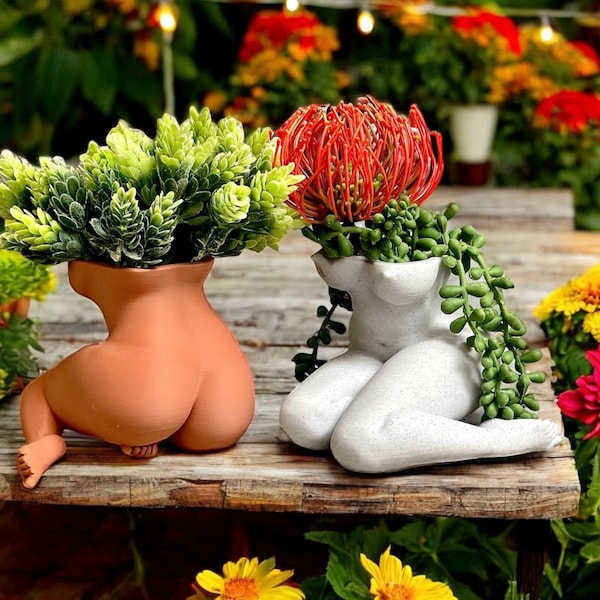 Female Body Planter: 3D Printed Woman Vase with Drainage