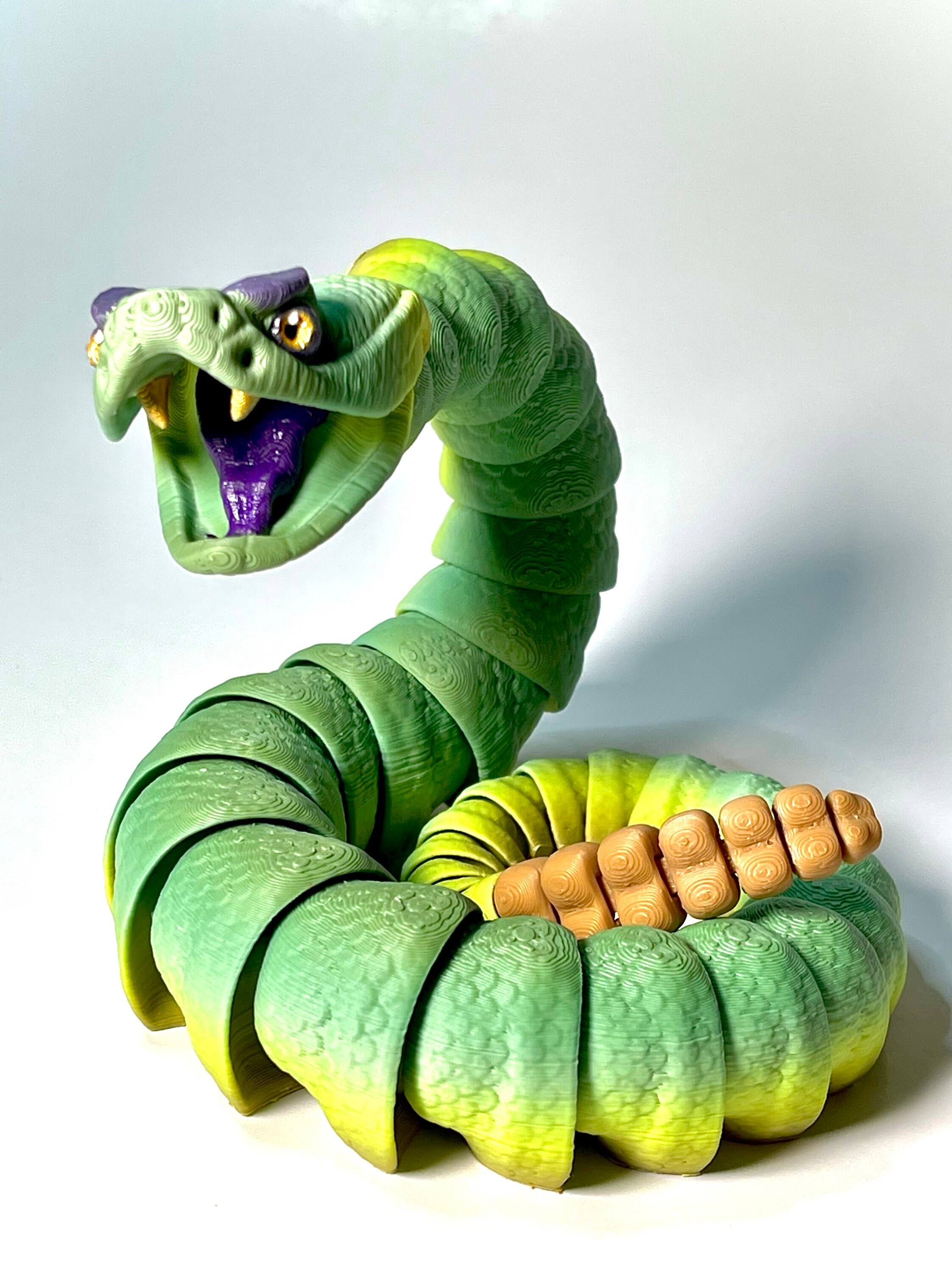 Rattlesnake Snake 3d Printed Articulated Snake Flexible Fidget Toy