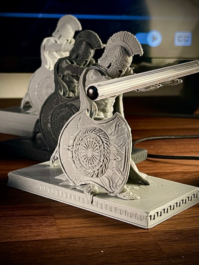 3D Printed Spartan Warrior Pen Holder: Antique Bronze Desk Decor image 5
