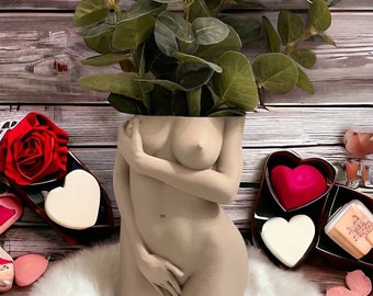 Female Body Planter, shy woman Plant Pot, Body naked  Vase,  Plant Lover Gift with drainage hole