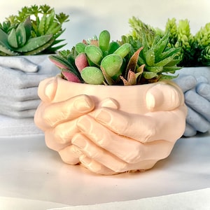 3D Printed Hands Plant Pot: Whimsical Home Decor (6x6x3.5in)