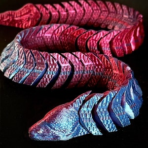 Large Articulated Eel / 3D printed/ 23” painted eyes flexi Eel/ fidget toy/Eddie The Articulated Flexible Eel