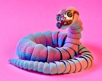 HEROOY 3D Printed Snake, Multi Joint Movable Model Flexible Snake Fidget Toys Articulated Snake Home Office Decor Executive Desk Toys 65cm