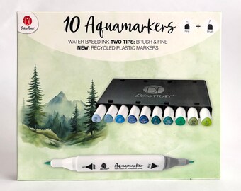 OsoRetail DecoTime Aquamarkers – Set Mit 40 Farben + DecoTRAY | Filzstifte Mit Doppelter Spitze Auf Wasserbasis (800 M) | Ergonomischer Körper Aus Recyceltem Kunststoff Für Lettering, Scrap Und
